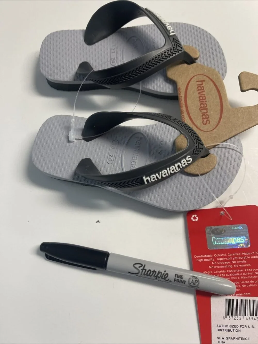 Havaianas Flip Flops Sandals Gray Baby Boy Toddlers 9c